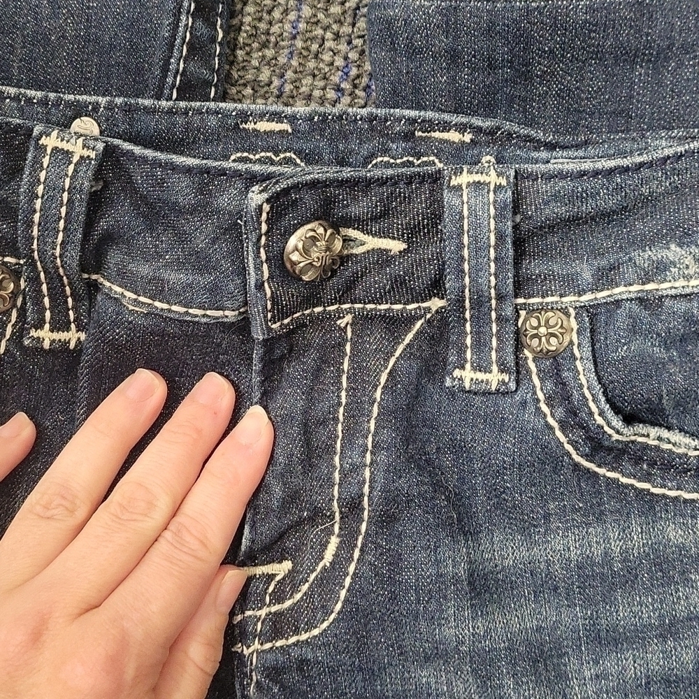 Miss Me JP5010 Boot Cut Jeans Women's Bling Studded Fleur De Lis Stretch-Size 27 - Picture 8 of 13